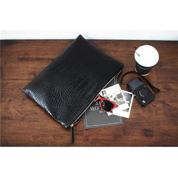 Women Clutches Crocodile Grain PU Leather Envelope Clutch Bag - Picture 3 of 7